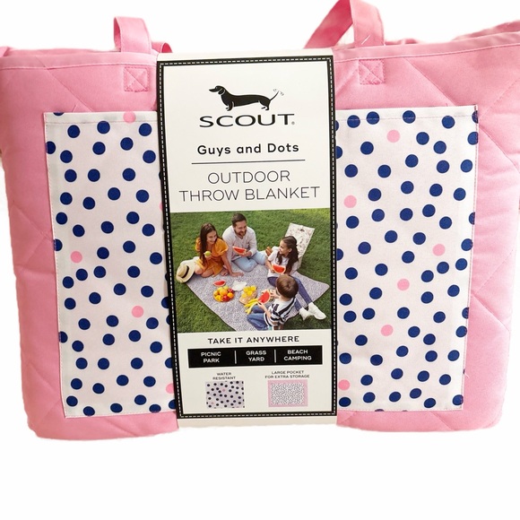 Scout Other - Scout Pink and Blue Polka Dot Outdoor Throw Blanket 60x72. New!